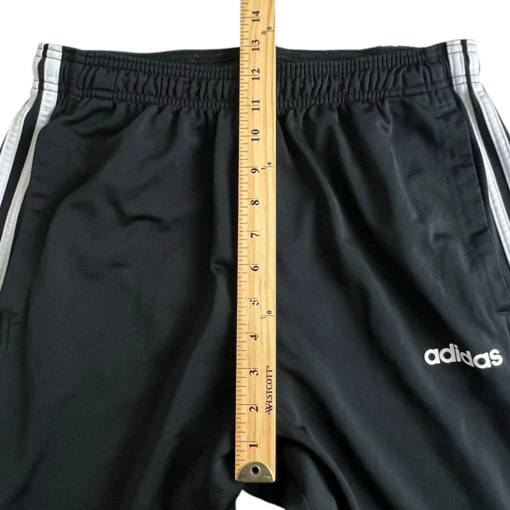 Adidas Mens L‎ Black Polyester Elastic Waist Straight Leg Track Pants Zip Ankle